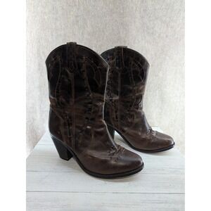 Dingo Womens Leather Cowboy Boots Brown Western Style Size 9.5 M